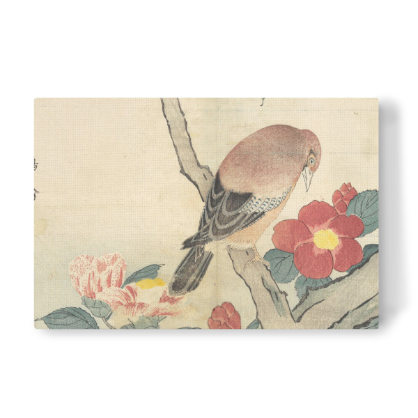 Leinwandbild "Vogel schnuppert an einer Blume" artboxONE - Natur,Floral,Tiere