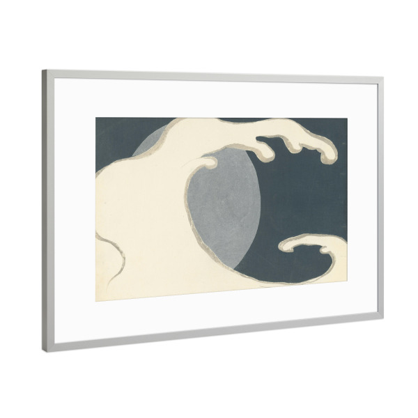Poster mit Rahmen Silber "Steigende Wellen (Tachinami)" artboxONE - Natur - Kamisaka sekka,Japan,Malerei,Gemälde,Kunst,Wellen,Meer,Sea,Natur