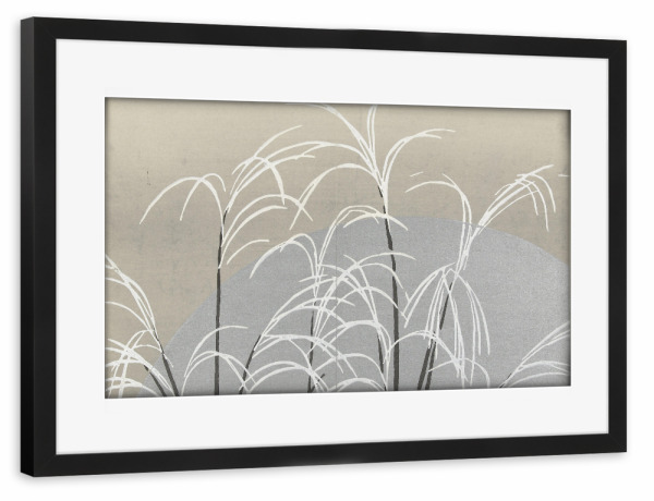 Poster mit Rahmen schwarz "Obana ni tsuki" artboxONE - Natur,Floral - Kamisaka sekka,Natur,Pampas,Gras,Pflanzen,Malerei,Gemälde,Kunst,Blätter,Reed