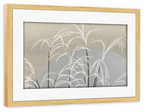 Poster mit Rahmen kiefer "Obana ni tsuki" artboxONE - Natur,Floral - Kamisaka sekka,Natur,Pampas,Gras,Pflanzen,Malerei,Gemälde,Kunst,Blätter,Reed