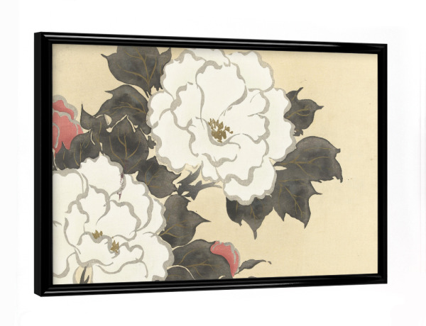 Poster mit schwarzem Rahmen "Pfingstrosen (Fukamigusa)" artboxONE - Natur,Floral
