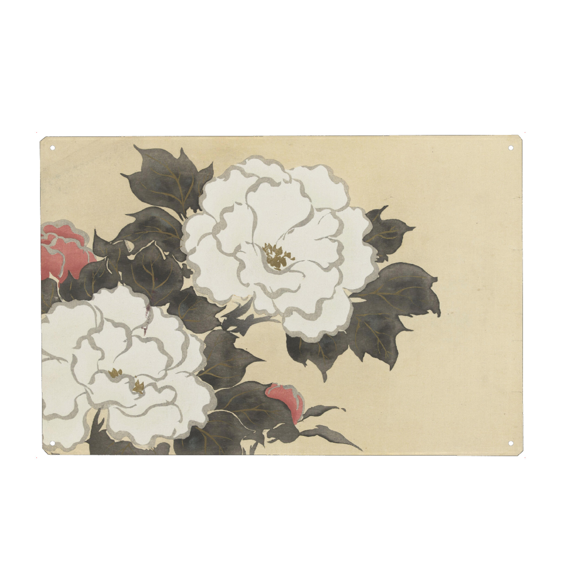 Holzbild "Pfingstrosen (Fukamigusa)" artboxONE - Natur,Floral - Kamisaka sekka,Kunst,Malerei,Gemälde,Natur,Floral,Blumen,Bunt,Pflanzen,Japan