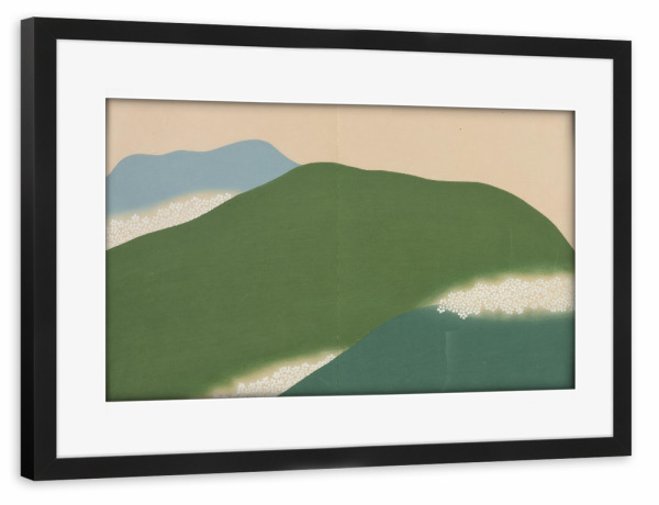 Poster mit Rahmen schwarz "Yoshino" artboxONE - Natur,Abstrakt - Kamisaka sekka,Natur,Japan,Landschaft,Malerei,Gemälde,Kunst,Berge,Hügel