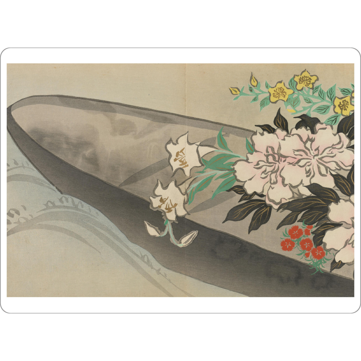 Tischset "Blumenboot (Hanabune)" artboxONE - Natur,Floral - Kamisaka sekka,Japan,Malerei,Gemälde,Kunst,Boot,Blumen,Pflanzen,Meer,Wasser