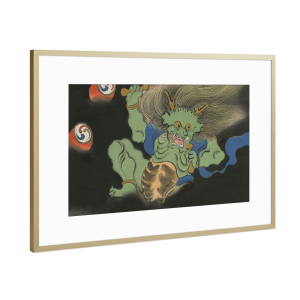 Poster mit Rahmen Gold "Gott des Donners (Raijin)" artboxONE - Abstrakt,Fiktion