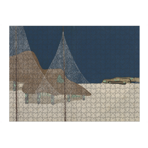 artboxONE Puzzle "Fischerdorf (Ryoson)" artboxONE - Natur,Abstrakt - Kamisaka sekka,Fischen,Fischer,Japan,Malerei,Gemälde,Kunst,Natur,Landschaft
