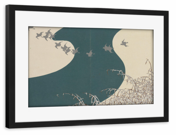 Poster mit Rahmen schwarz "Fluss im Winter (Fuyu no kawa)" artboxONE - Natur,Tiere