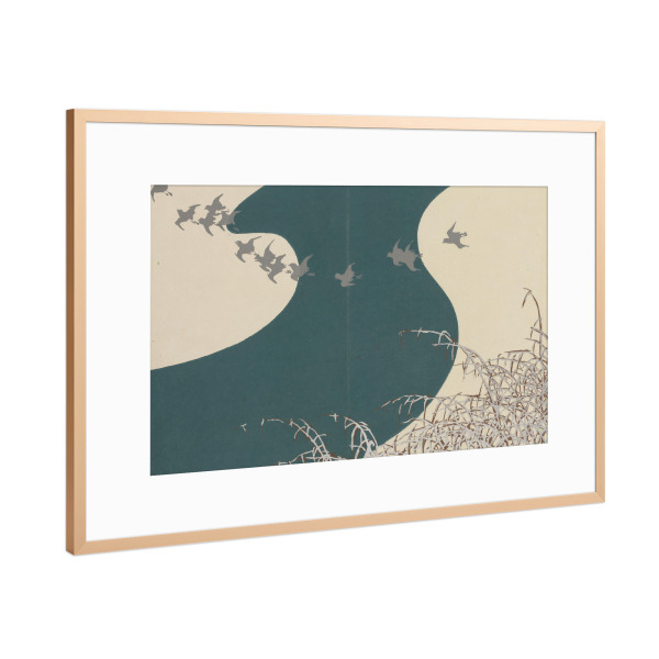 Poster mit Rahmen Kupfer "Fluss im Winter (Fuyu no kawa)" artboxONE - Natur,Tiere