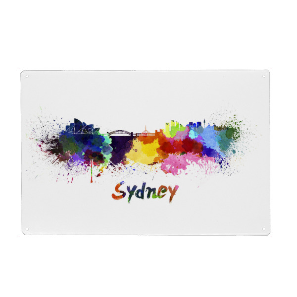 Holzbild "SYDNEY skyline in watercolor-x" artboxONE - Städte,Abstrakt,Architektur