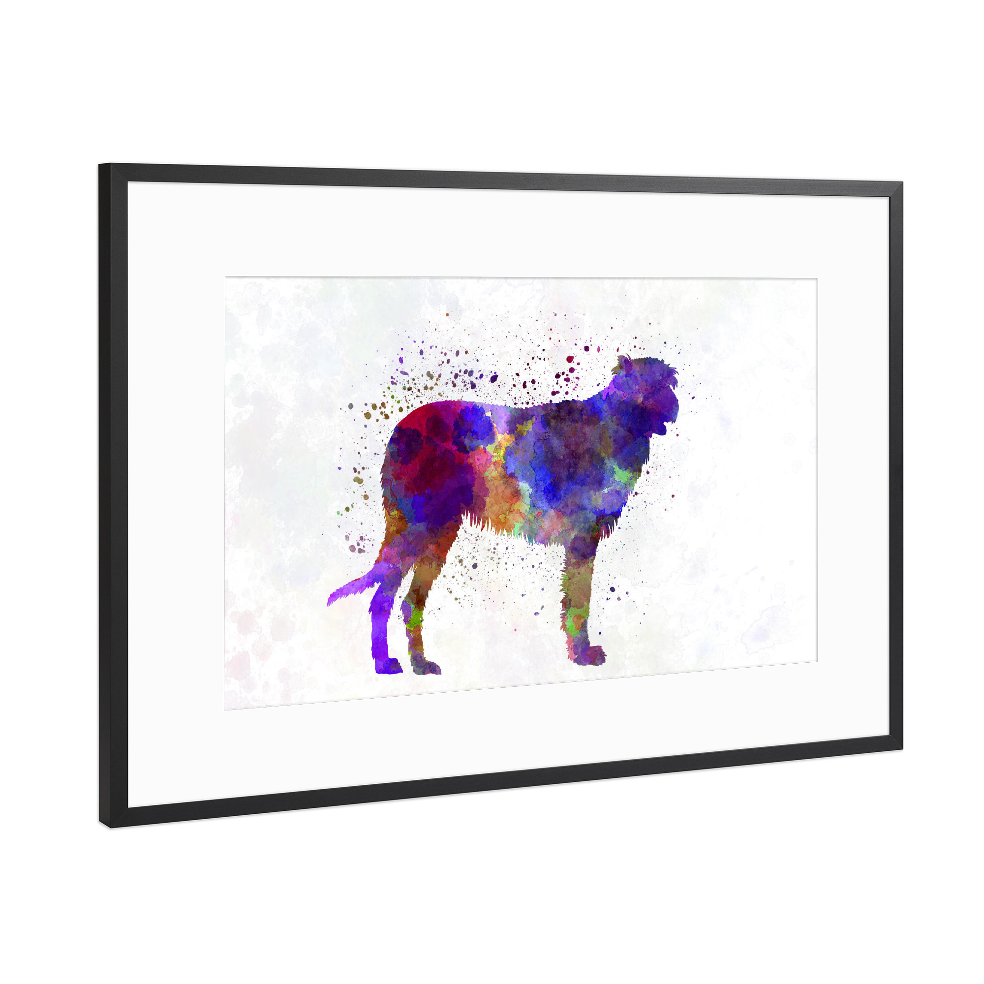 Poster mit Rahmen Schwarz (Metallic) "Irish Wolfhound in watercolor" artboxONE - Tiere,Abstrakt