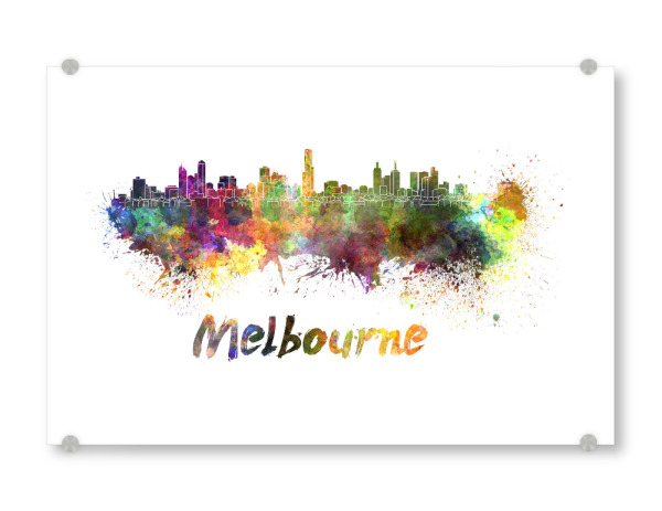 Acrylglasbild "MELBOURNE skyline in watercolor-b" artboxONE - Städte,Abstrakt,Architektur