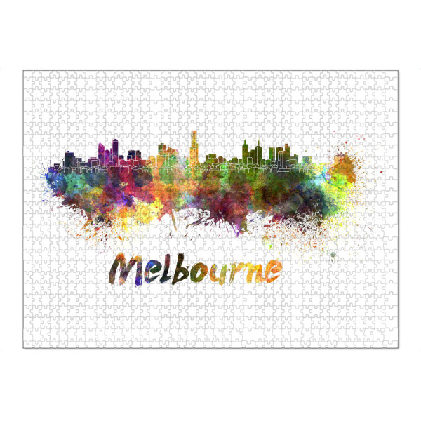 Puzzle Ravensburger "MELBOURNE skyline in watercolor-b" artboxONE - Städte,Abstrakt,Architektur