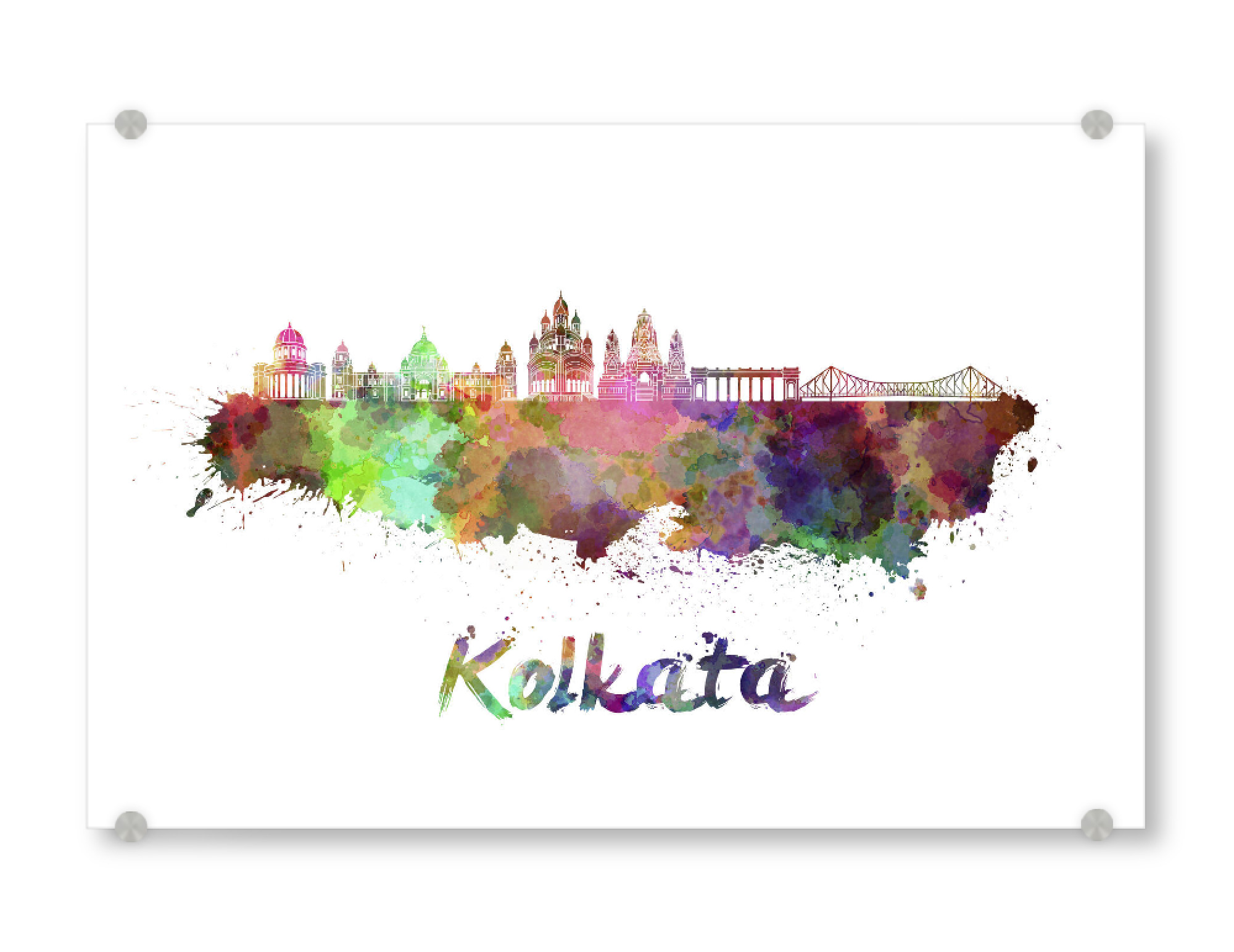 Acrylglasbild "KOLKATA skyline in watercolor" artboxONE - Städte,Abstrakt,Architektur
