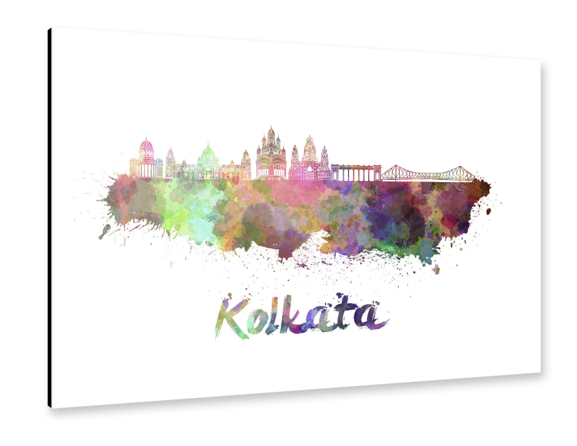 Alu-Dibond "KOLKATA skyline in watercolor" 75x50 cm artboxONE