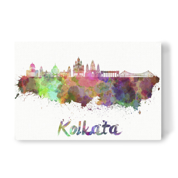 Leinwandbild "KOLKATA skyline in watercolor" artboxONE - Städte,Abstrakt,Architektur