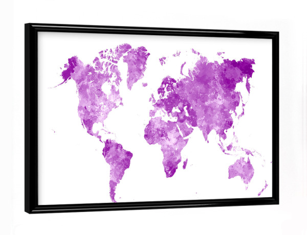 Poster mit schwarzem Rahmen "Watercolor world map-d" artboxONE - Reise,Abstrakt,Kartografie