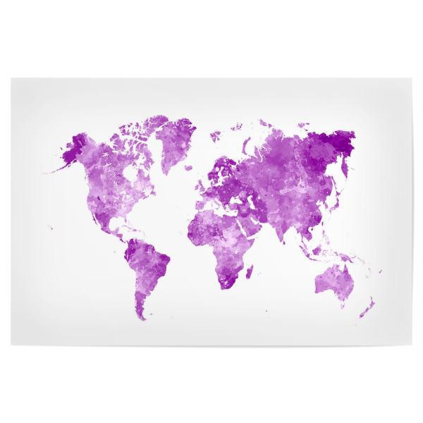 Poster 30x20 cm "Watercolor world map-d" artboxONE - Reise,Abstrakt,Kartografie