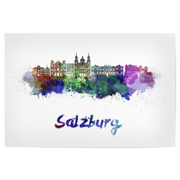 Poster "SALZBURG skyline in watercolor-l" artboxONE - Städte,Abstrakt,Architektur