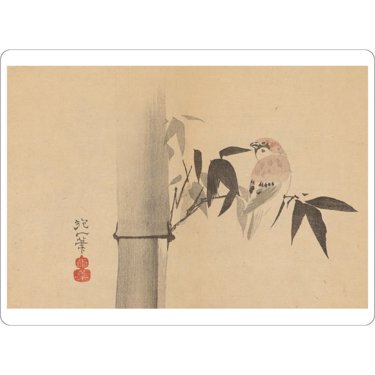 Tischset "Bird on a branch" artboxONE - Natur,Floral,Tiere - Sakai hoitsu,Vogel,Baum,Natur,Blätter,Japan,Malerei,Gemälde,Kunst - Bild sakai hoitsu