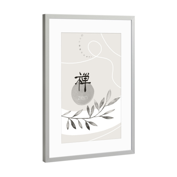 Poster mit Rahmen Silber "Zen - Japandi Stil" artboxONE - Typografie,Abstrakt