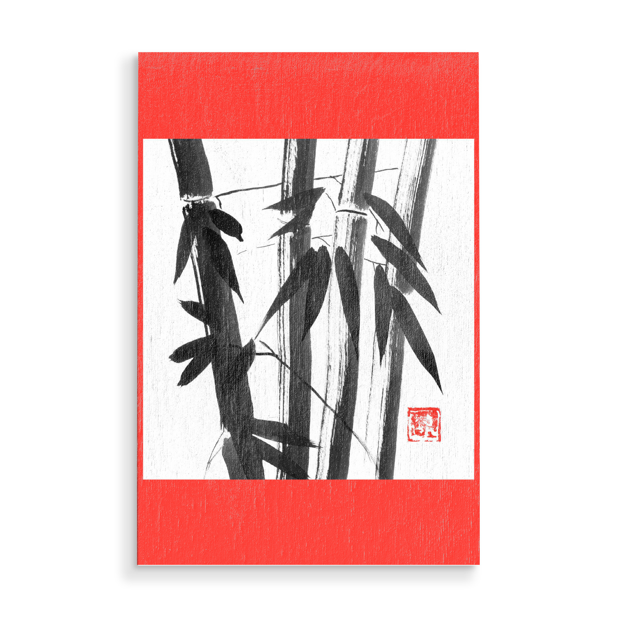 Holzbild "Bamboo b" artboxONE - Natur,Floral - Bamboo,Sumie,Japan,Baum,Schwarzweiß,Blackandwhite