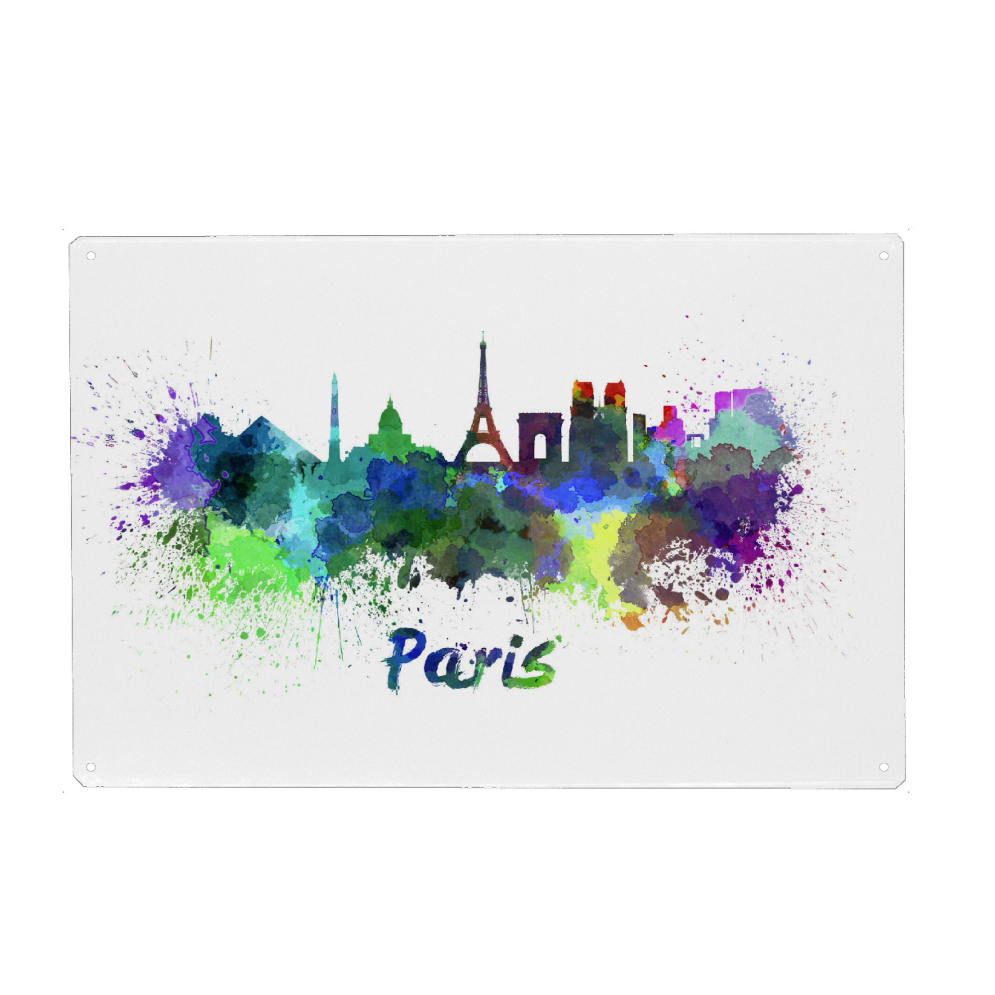 Metall Poster "PARIS skyline in watercolor-j" artboxONE - Städte,Abstrakt,Architektur