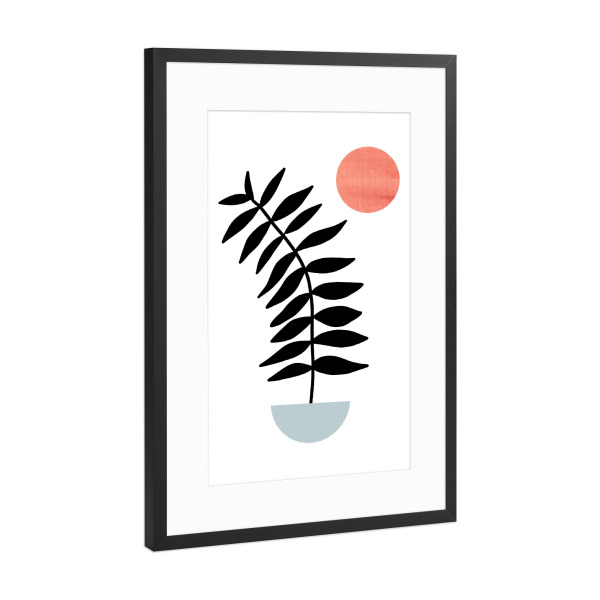 Poster mit Rahmen Schwarz (Metallic) "Mid Century Palm" artboxONE - Natur,Floral,Abstrakt,Geometrie