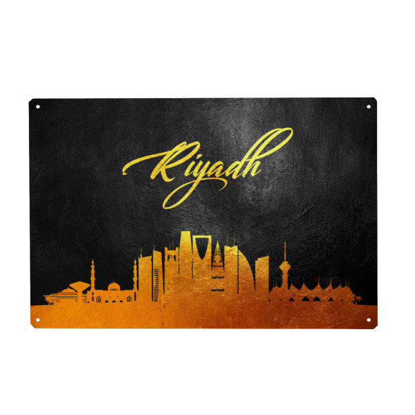 Metall Poster "Riyadh Saudi Arabia Gold" artboxONE - Städte - Riyadh,Saudi arabia,Gold,Skyline,City,Stadt - Blechschild