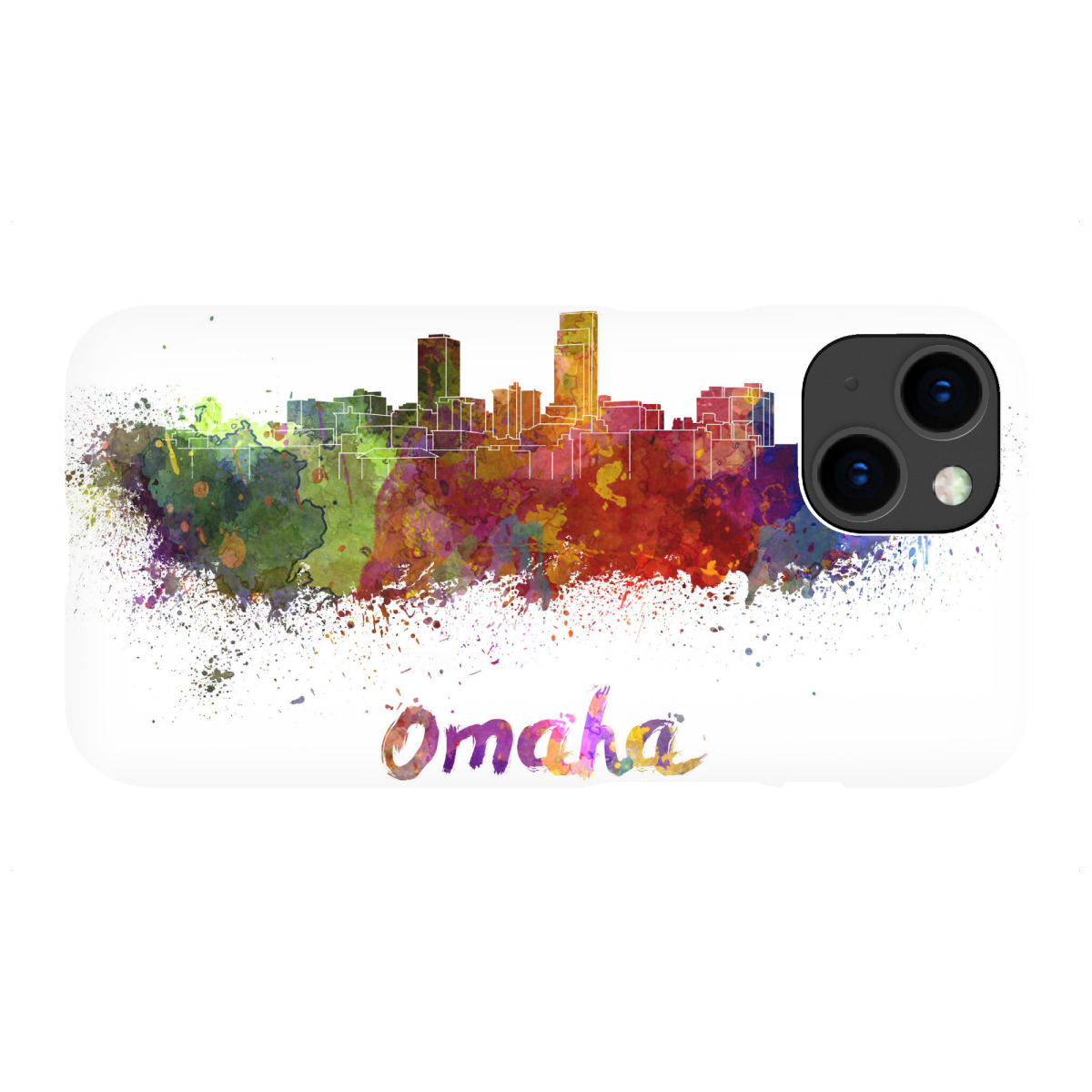 iPhone "OMAHA skyline in watercolor" Premium-Case Handyhülle artboxONE