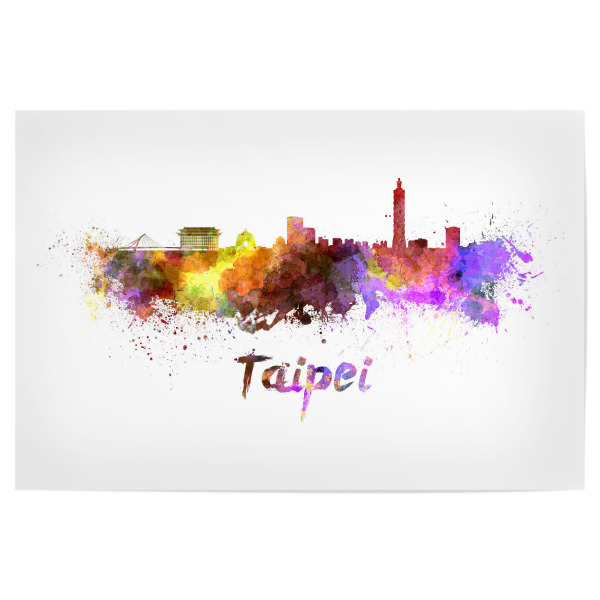 Poster 30x20 cm "TAIPEI skyline in watercolor-x" artboxONE - Städte,Abstrakt,Architektur