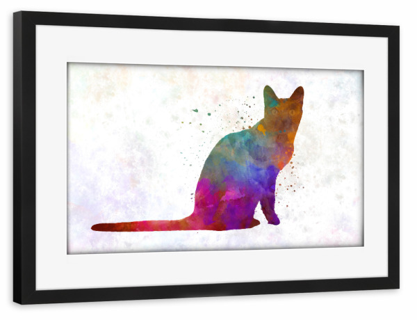 Poster mit Rahmen schwarz "Korat cat in watercolor" artboxONE - Tiere,Abstrakt