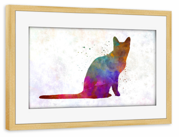 Poster mit Rahmen kiefer "Korat cat in watercolor" artboxONE - Tiere,Abstrakt
