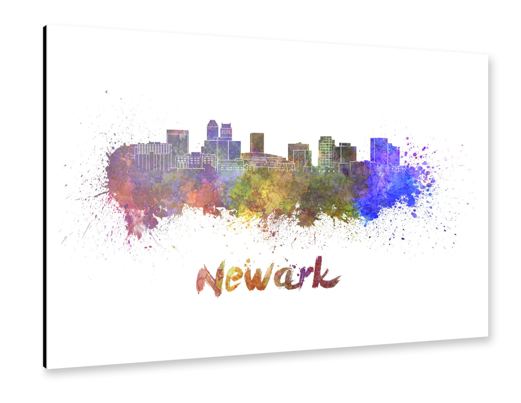 Alu-Dibond "NEWARK skyline in watercolor-b" 75x50 cm artboxONE