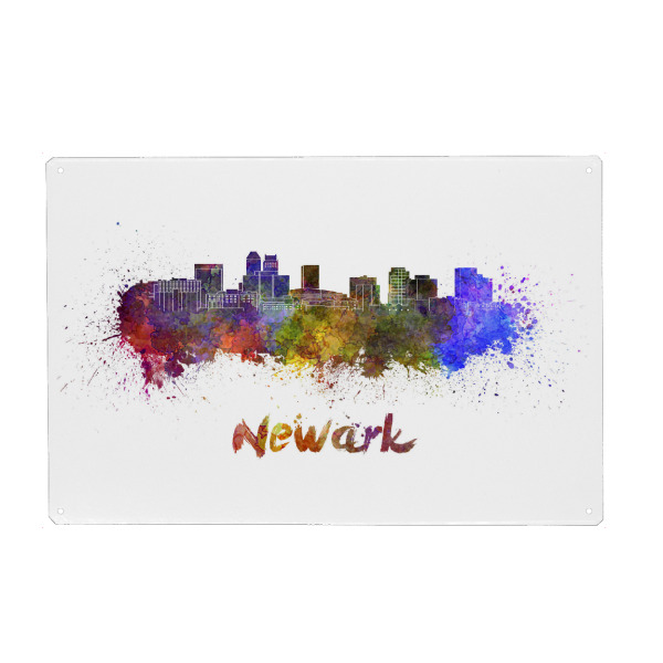 Metall Poster "NEWARK skyline in watercolor-b" artboxONE - Städte,Abstrakt,Architektur