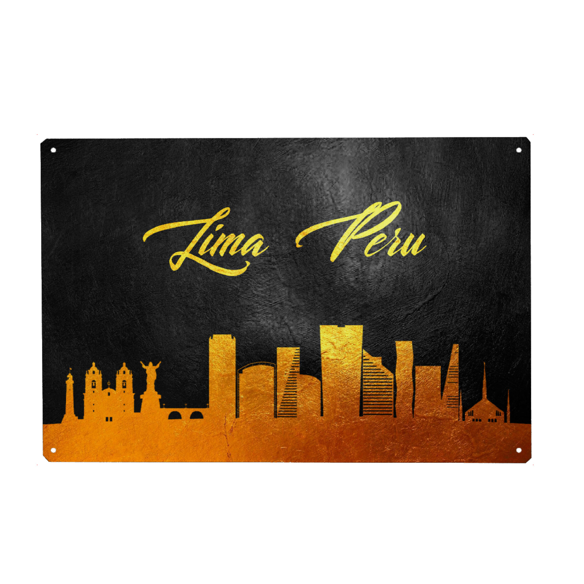 Metall Poster "Lima Peru Gold Skyline" artboxONE - Städte - Gold,Skyline,Lima,Peru,City,Stadt - Blechschild