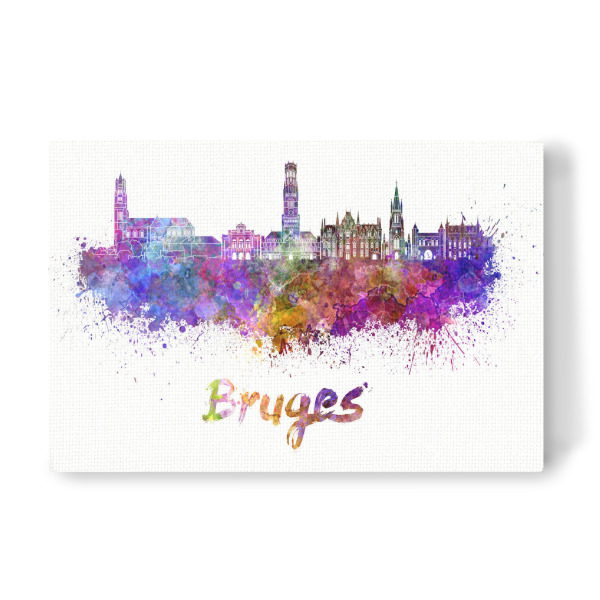Leinwandbild "BRUGES skyline in watercolor-b" artboxONE - Städte,Reise,Abstrakt,Architektur