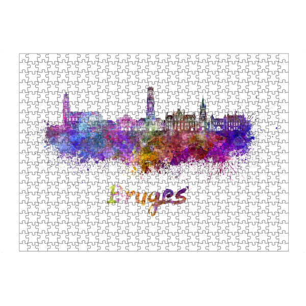 Puzzle Ravensburger "BRUGES skyline in watercolor-b" artboxONE - Städte,Reise,Abstrakt,Architektur