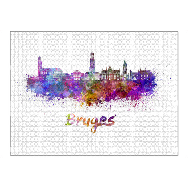 Puzzle Ravensburger "BRUGES skyline in watercolor-b" artboxONE - Städte,Reise,Abstrakt,Architektur