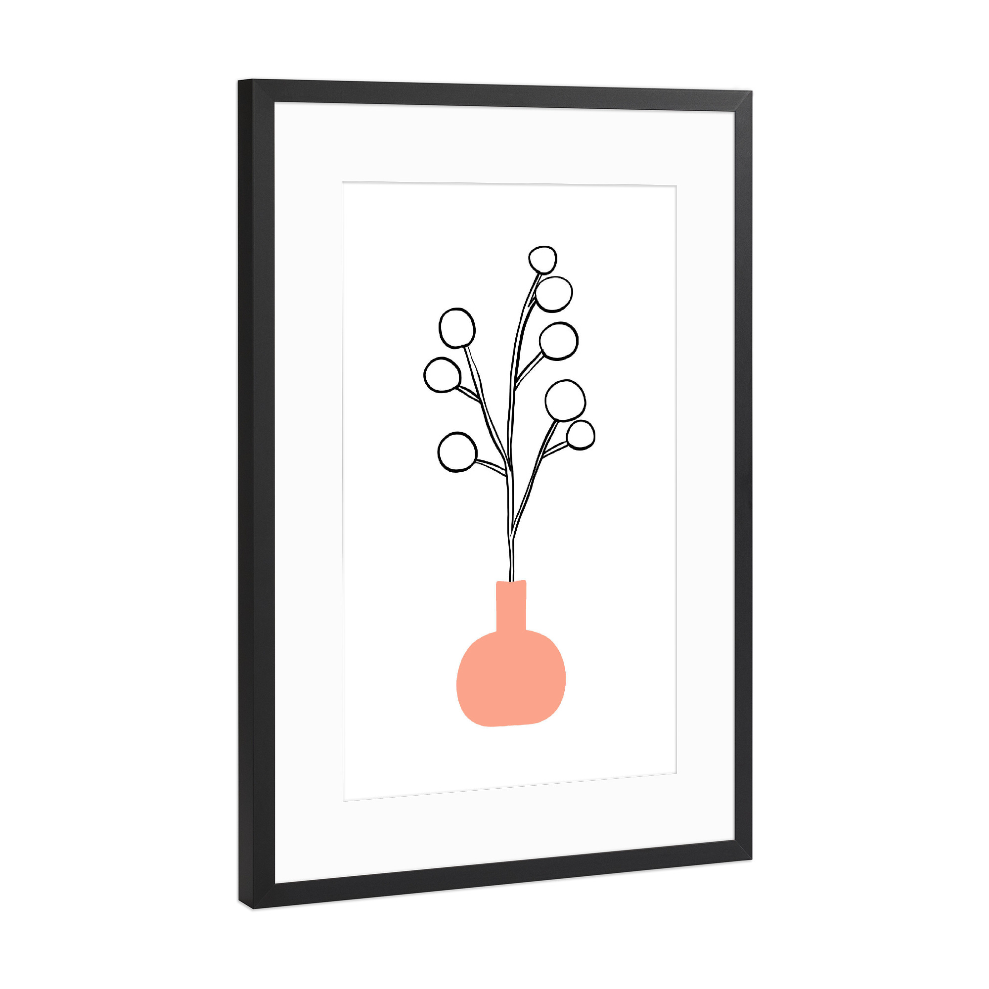 Poster mit Rahmen Schwarz (Metallic) "Flower Branch Vase" artboxONE - Natur,Floral,Abstrakt,Geometrie