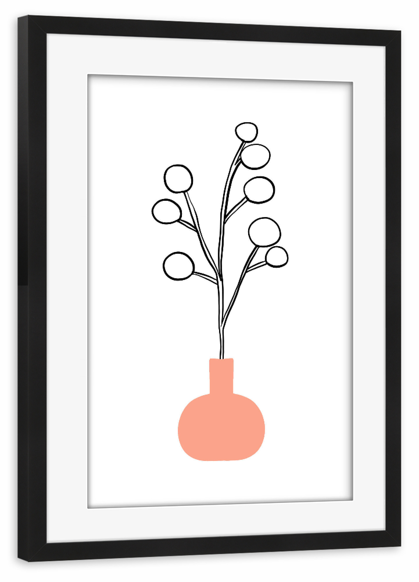 Poster mit Rahmen schwarz "Flower Branch Vase" artboxONE - Natur,Floral,Abstrakt,Geometrie