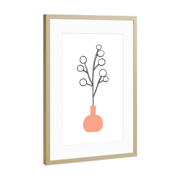 Poster mit Rahmen Gold "Flower Branch Vase" artboxONE - Natur,Floral,Abstrakt,Geometrie