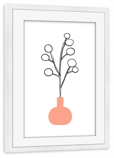 Poster mit Rahmen weiß "Flower Branch Vase" artboxONE - Natur,Floral,Abstrakt,Geometrie