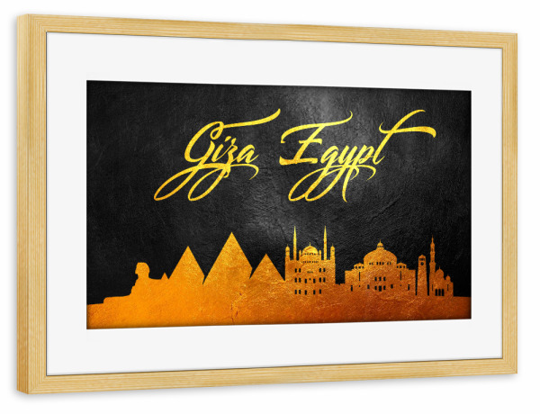 Poster mit Rahmen kiefer "Giza Egypt Gold Skyline" artboxONE - Städte - Gold,Skyline,Giza,Egypt