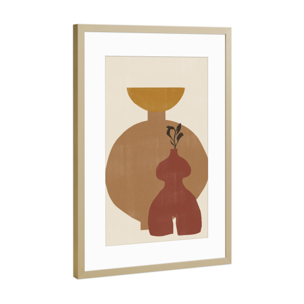 Poster mit Rahmen Gold "Modern Vases, Woman Shapes" artboxONE - Abstrakt,Geometrie