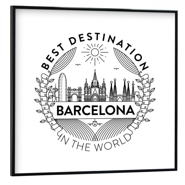 Poster mit schwarzem Rahmen 30x30 cm "Barcelona Badge" artboxONE - Städte,Reise