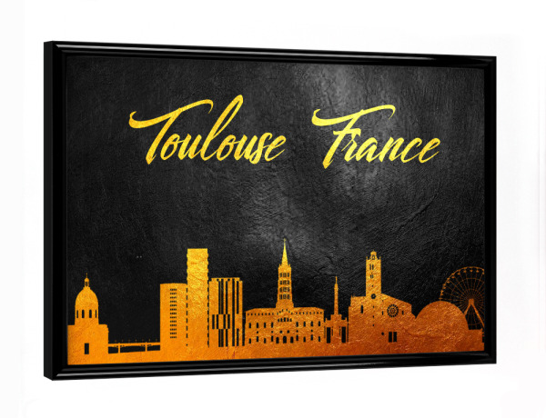 Poster mit schwarzem Rahmen "Toulouse France Gold Skyline" artboxONE - Städte - Toulouse,Gold,Skyline,France,City,Stadt,Frankreich