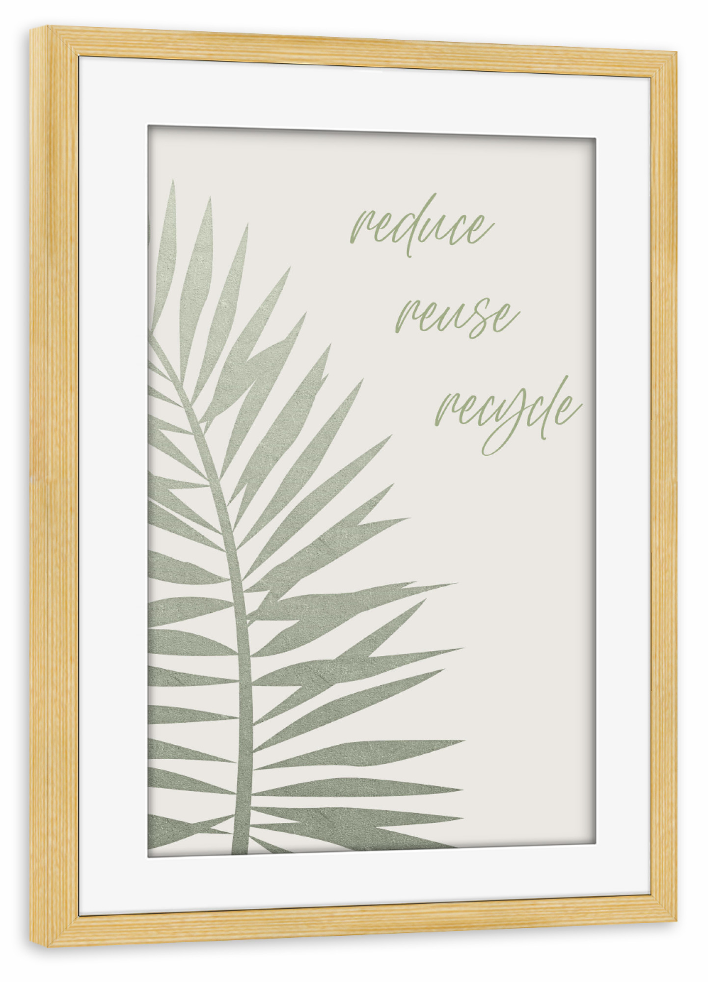 Poster mit Rahmen kiefer "Umweltbewusst leben" artboxONE - Typografie,Natur,Floral