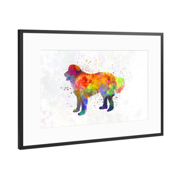Poster mit Rahmen Schwarz (Metallic) "Slovakian Chuvach in watercolor" artboxONE - Tiere,Abstrakt