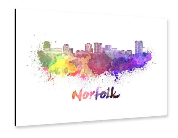 Alu-Dibond "NORFOLK skyline in watercolor" 30x20 cm artboxONE