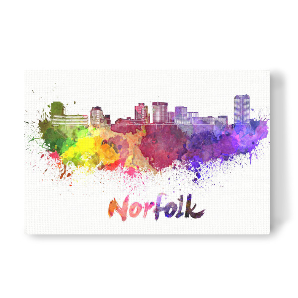Leinwandbild "NORFOLK skyline in watercolor" artboxONE - Städte,Abstrakt,Architektur